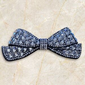 Black Rhinestone Bow Appliqué – Luxury Crystal Patch